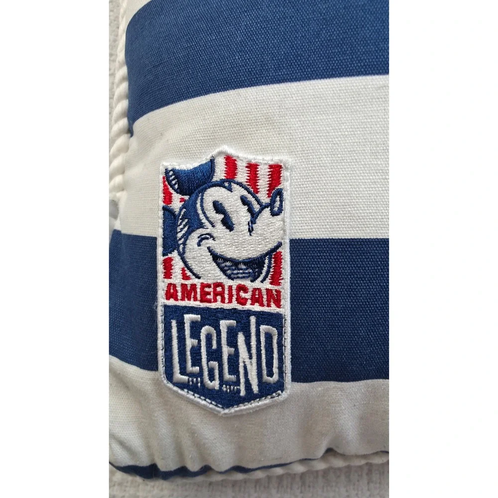 Disney Parks Mickey Mouse Throw Pillow Blue White Nautical American Legend EX